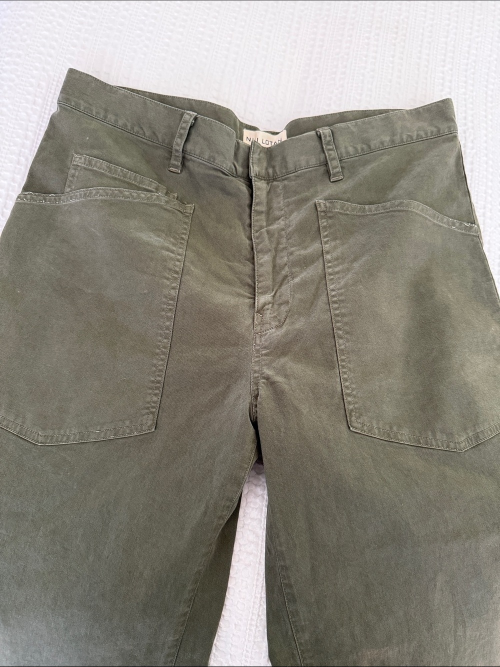 NILI LOTAN Shon Cotton Twill Barrel-Leg Size 6 Camo Olive Green color - Picture 9 of 12
